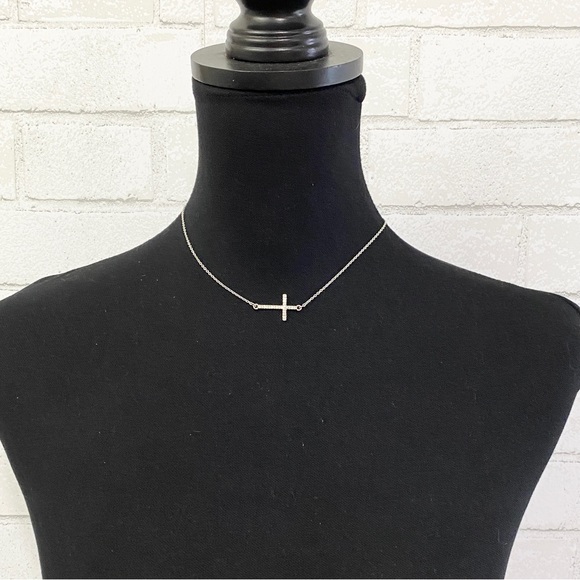 {4 for $20} Express Rhinestone Cross Pendant Silver Tone Necklace - Picture 9 of 9